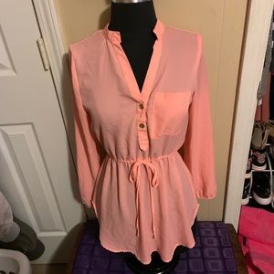 4/$20 Neon coral chiffon blouse